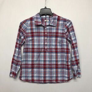 Talbots Women 1/4 Button Collared Blouse Top Shirt Size Medium Petite M137 -25